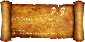 Pávlai Zádor névjegykártya